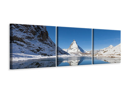 panoramic-3-piece-canvas-print-the-riffelsee-on-matterhorn