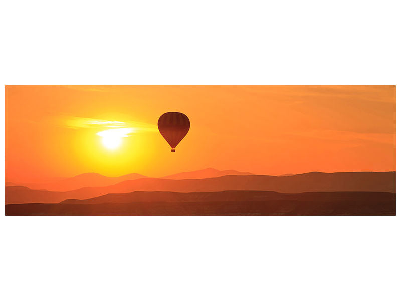 panoramic-canvas-print-hot-air-balloon-at-sunset