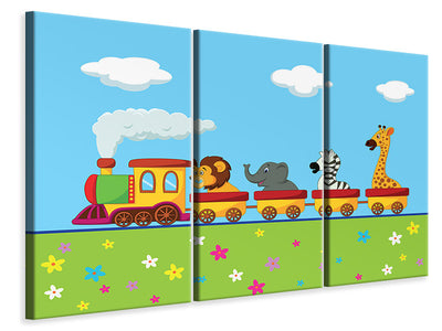 3-piece-canvas-print-animal-train