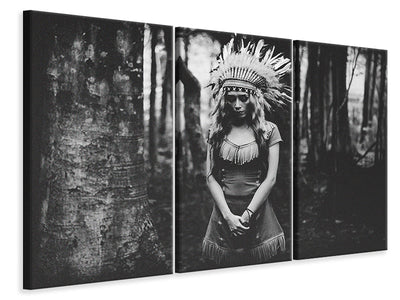 3-piece-canvas-print-black-and-white-mood-in-the-forest