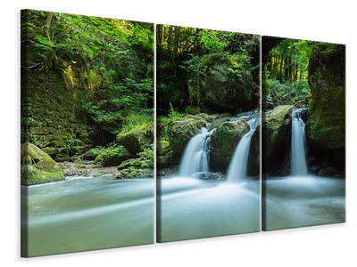 3-piece-canvas-print-falling-water-in-the-wood
