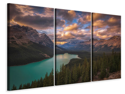 3-piece-canvas-print-peyto-lake-at-dusk
