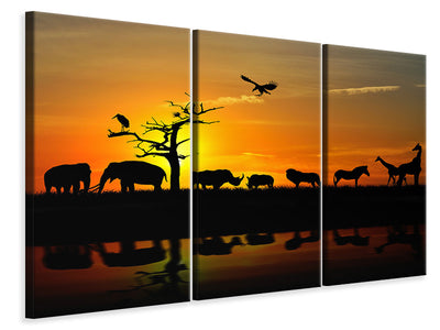 3-piece-canvas-print-safari-animals-at-sunset