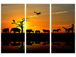 3-piece-canvas-print-safari-animals-at-sunset