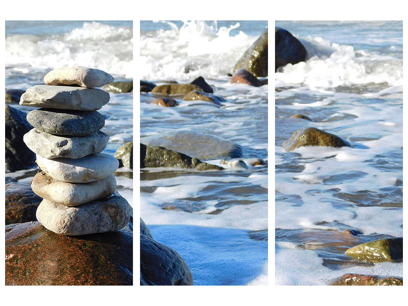 3-piece-canvas-print-stone-pile-at-the-sea