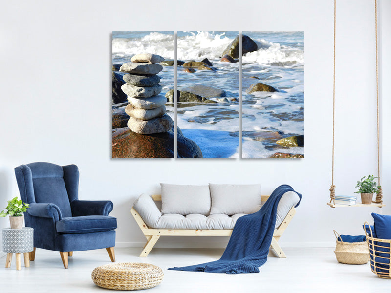 3-piece-canvas-print-stone-pile-at-the-sea