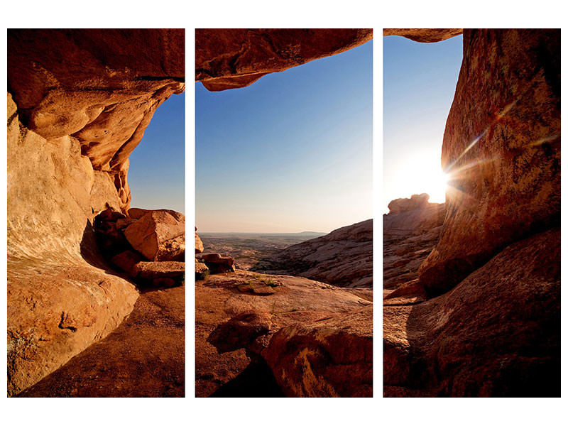 3-piece-canvas-print-sunset-in-front-of-the-cave