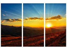 3-piece-canvas-print-sunset-in-the-world-of-mountains