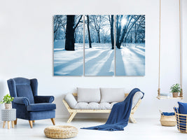 3-piece-canvas-print-the-forest-without-tracks-in-the-snow