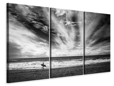 3-piece-canvas-print-the-loneliness-of-a-surfer