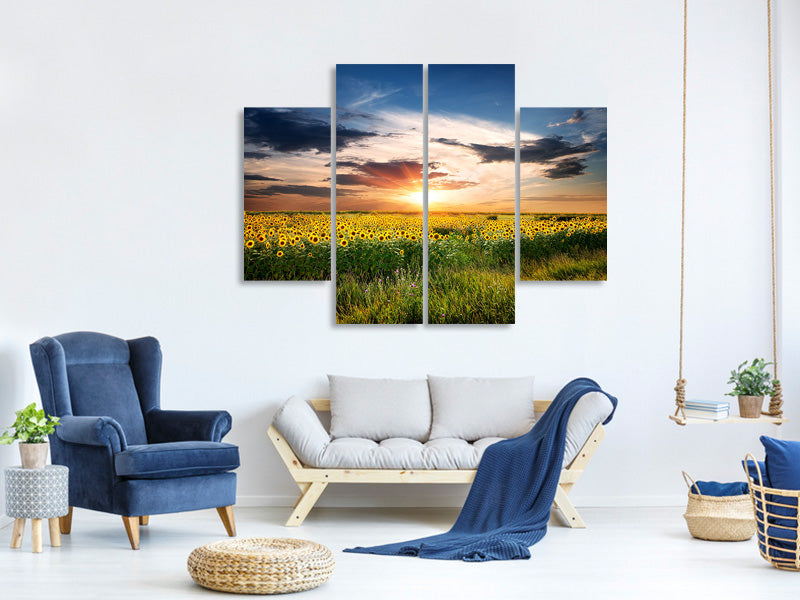 4-piece-canvas-print-a-field-of-sunflowers