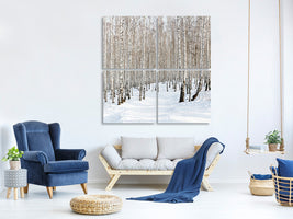 4-piece-canvas-print-birch-forest-tracks-in-snow
