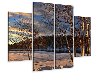 4-piece-canvas-print-birches-in-the-winter