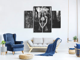 4-piece-canvas-print-black-and-white-mood-in-the-forest