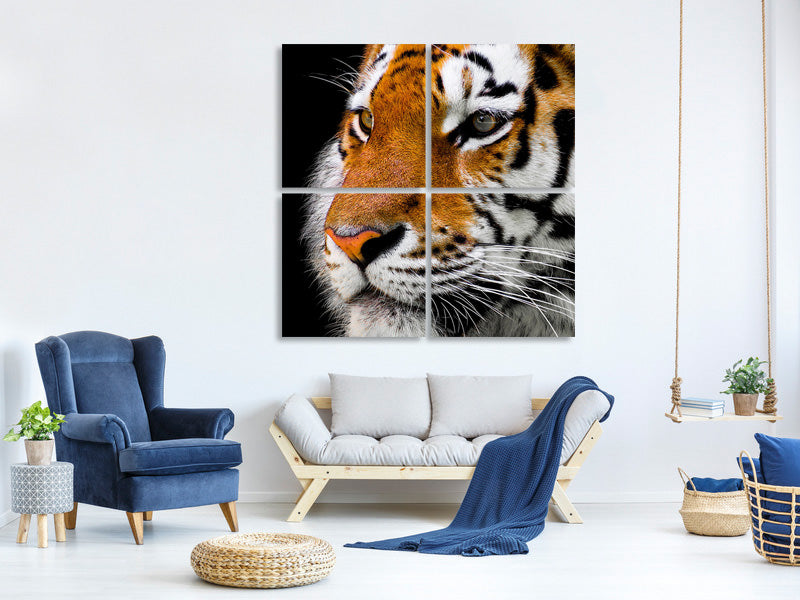 4-piece-canvas-print-close-up-tiger-head