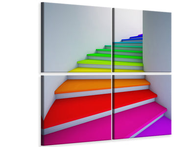 4-piece-canvas-print-colorful-stairs