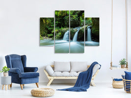 4-piece-canvas-print-falling-water-in-the-wood