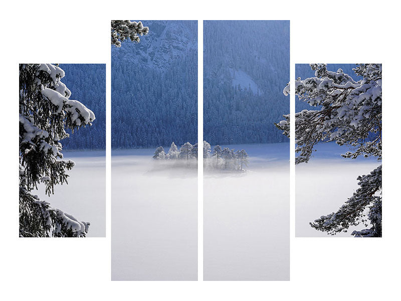 4-piece-canvas-print-fog-over-frozen-lake