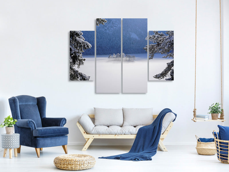 4-piece-canvas-print-fog-over-frozen-lake