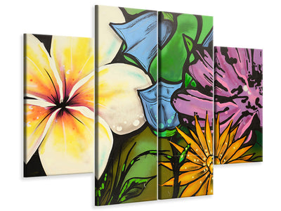 4-piece-canvas-print-graffiti-flowers