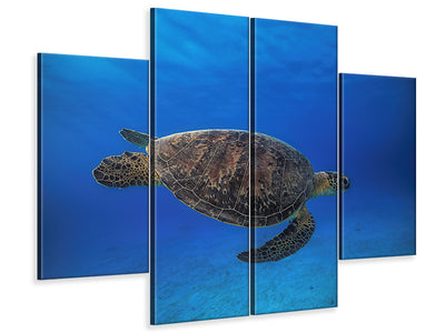 4-piece-canvas-print-green-turtle-in-the-blue