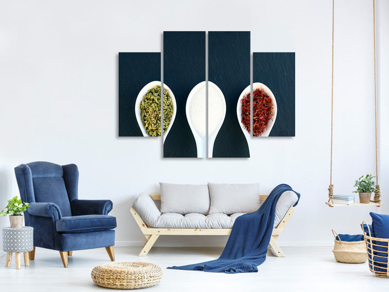 4-piece-canvas-print-italian-spices-in-the-spoon