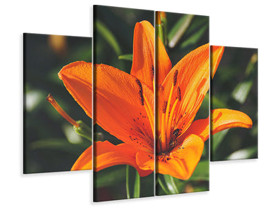 4-piece-canvas-print-lilies-blossom-in-orange-xl