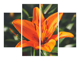 4-piece-canvas-print-lilies-blossom-in-orange-xl