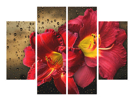 4-piece-canvas-print-lily-flowers-with-water-drops