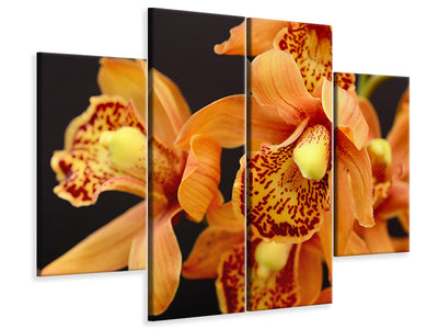 4-piece-canvas-print-orchids-with-orange-flowers