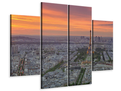 4-piece-canvas-print-paris-skyline-at-sunset