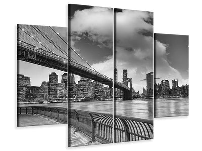 4-piece-canvas-print-skyline-black-and-white-photography-brooklyn-bridge-ny