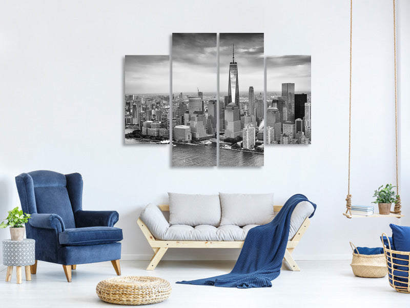 4-piece-canvas-print-skyline-black-and-white-photography-new-york