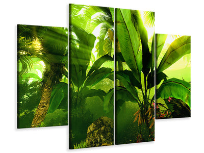 4-piece-canvas-print-sunrise-in-the-rainforest