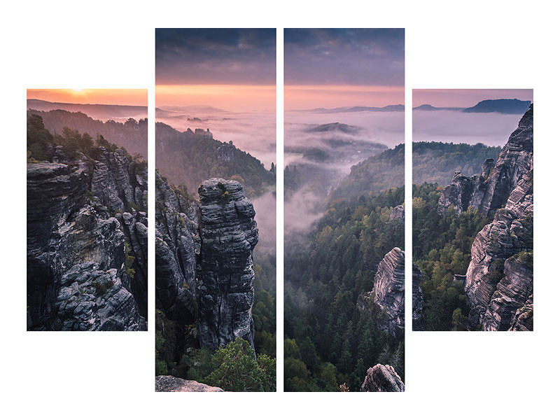 4-piece-canvas-print-sunrise-on-the-rocks