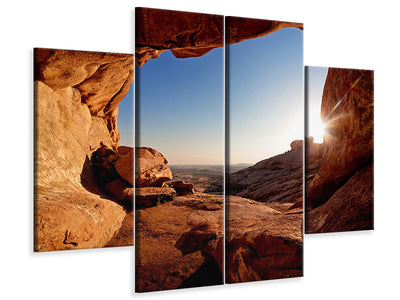 4-piece-canvas-print-sunset-in-front-of-the-cave