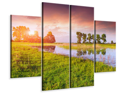 4-piece-canvas-print-sunset-on-lake