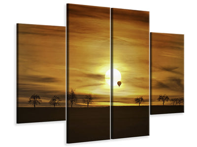 4-piece-canvas-print-sunset-with-hot-air-balloon