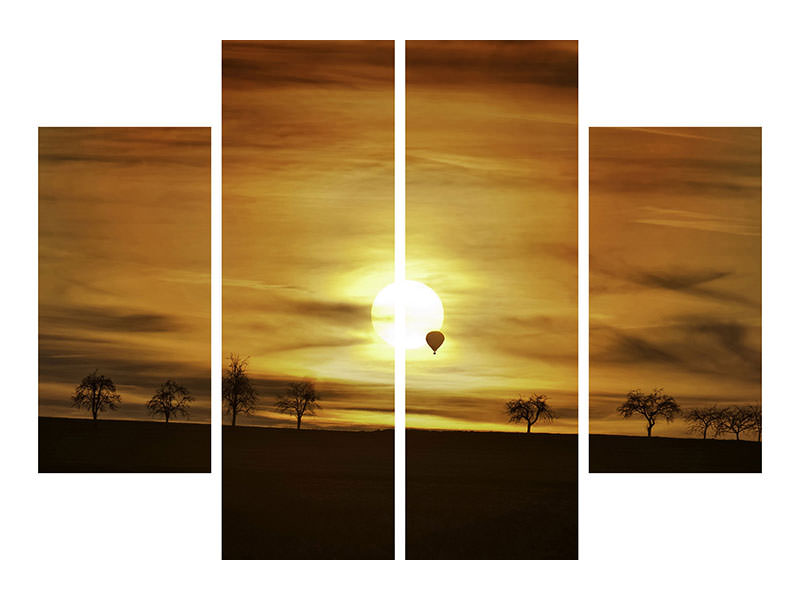 4-piece-canvas-print-sunset-with-hot-air-balloon