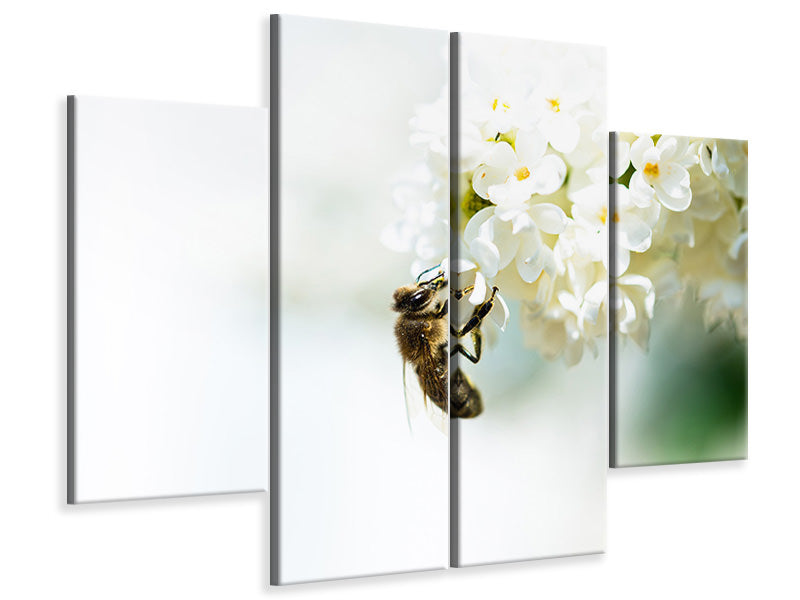 4-piece-canvas-print-the-bumblebee-and-the-flower