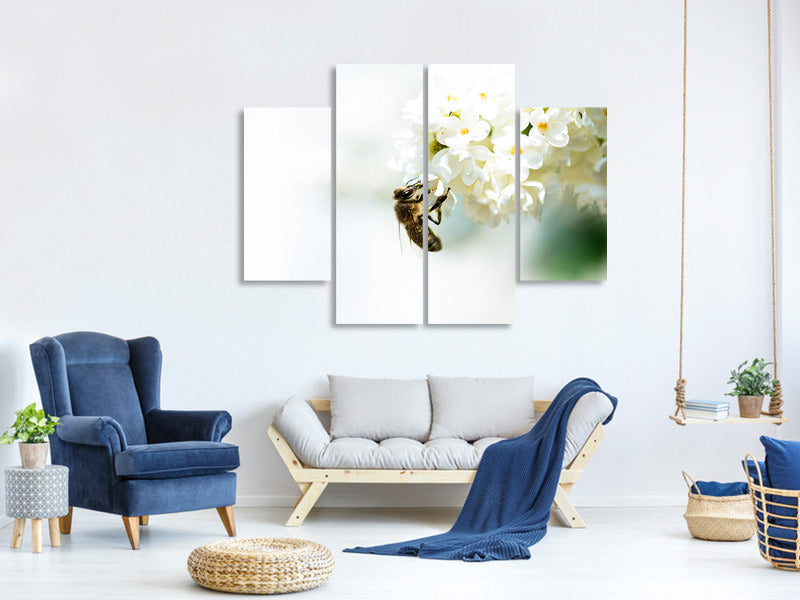 4-piece-canvas-print-the-bumblebee-and-the-flower