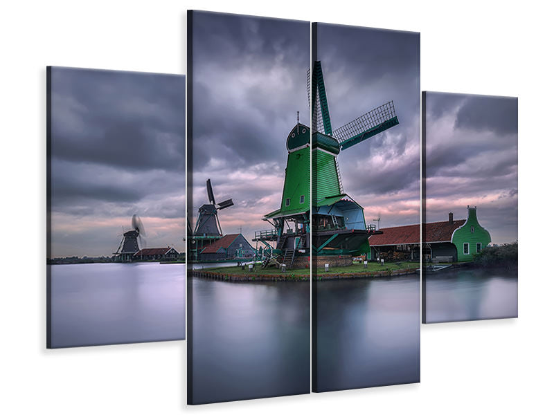 4-piece-canvas-print-the-green-windmill