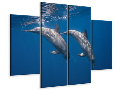 4-piece-canvas-print-two-bottlenose-dolphins