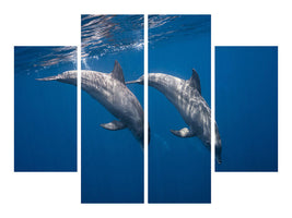 4-piece-canvas-print-two-bottlenose-dolphins