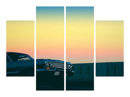 4-piece-canvas-print-vintage-car-in-the-evening-light