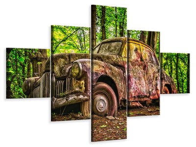 5-piece-canvas-print-abandoned-classic-car
