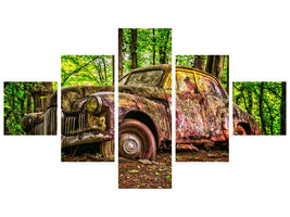 5-piece-canvas-print-abandoned-classic-car
