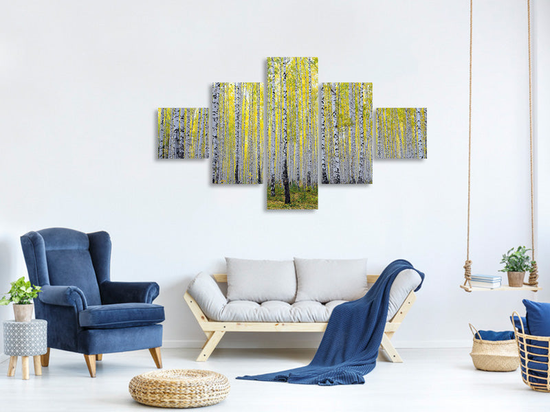 5-piece-canvas-print-autumnal-birch-forest