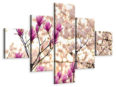 5-piece-canvas-print-beautiful-magnolia-xl