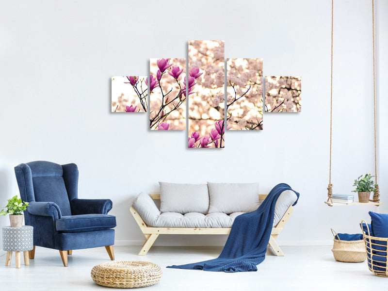 5-piece-canvas-print-beautiful-magnolia-xl